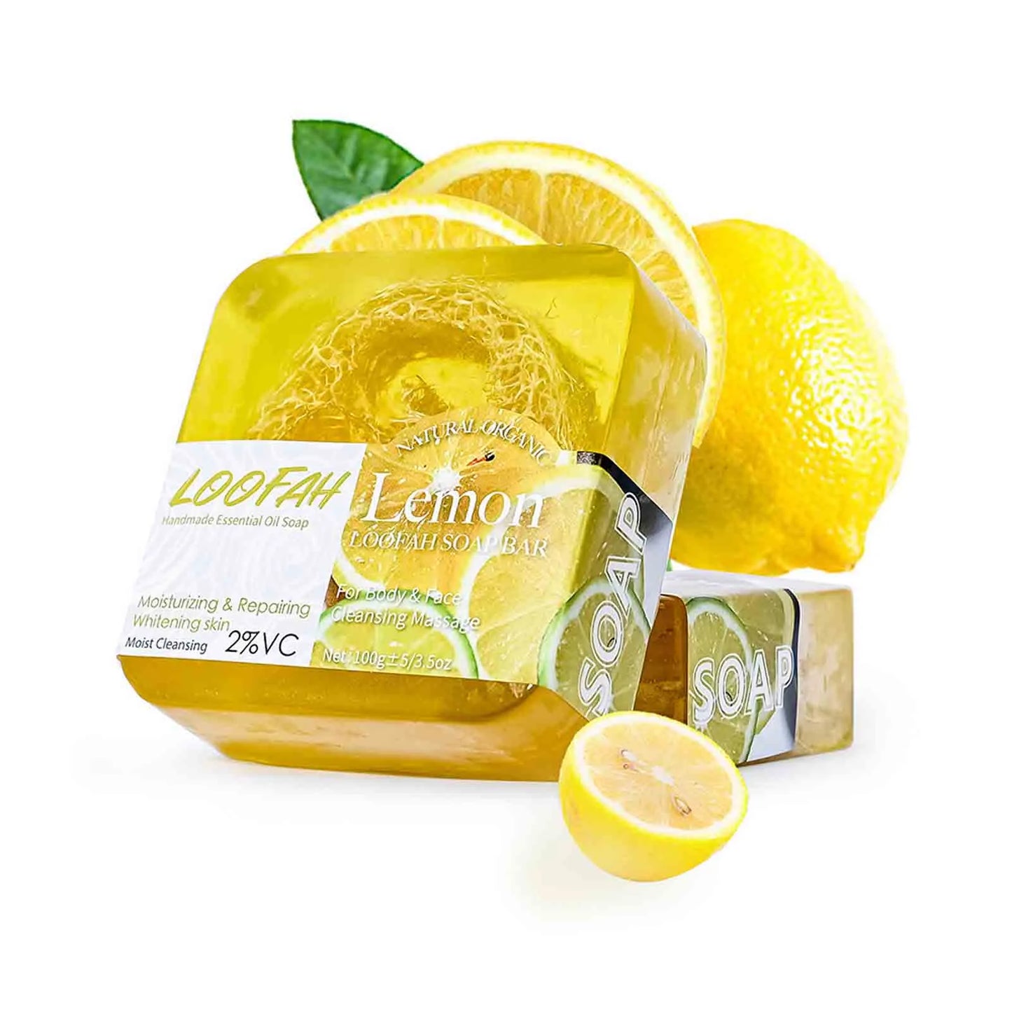 Patet Skin Soap, Patetskin Bright & Even Lemon Soap Bar, Lemon Turmeric Kojic Acid Soap, Patet Skin Essential Oil Soap Bars, Natural Loofah Soap Exfoliating Moisturizing for Face and Body